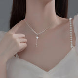 925 Silver Cross Jewelry Woman Hexagram Star Necklace Zircon Pendant