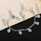 925 Silver Crown Charm Bracelets for Women