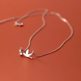925 Silver CZ Pendant Necklace Bird Animal Minimalism Vintage Jewelry