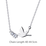 925 Silver CZ Pendant Necklace Bird Animal Minimalism Vintage Jewelry