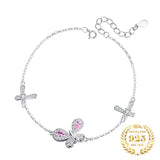 925 Silver CZ Butterfly Pendant Necklace Sparkly Crystal Women's Jewelry
