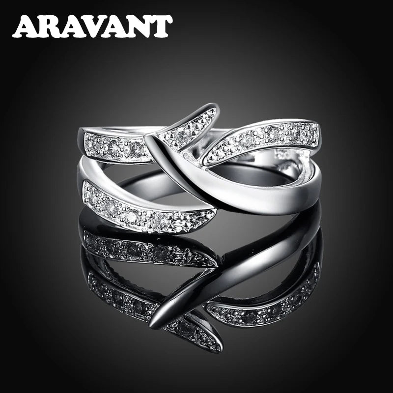 925 Silver CZ Rings Women Wedding Jewelry