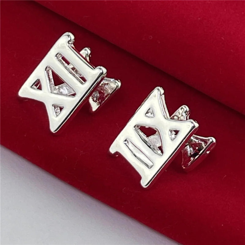 925 Silver Roman Square Cufflinks Jewelry