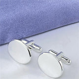 925 Silver Oval Buttons Cufflinks Jewelry
