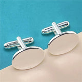 925 Silver Oval Buttons Cufflinks Jewelry