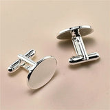 925 Silver Oval Buttons Cufflinks Jewelry