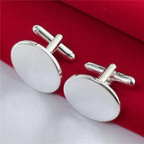 925 Silver Oval Buttons Cufflinks Jewelry