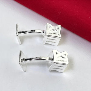 925 Silver Cufflinks Oval Roman Square Buttons Jewelry