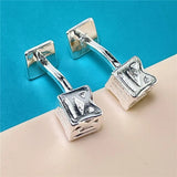 925 Silver Cufflinks Oval Roman Square Buttons Jewelry