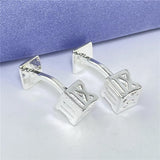 925 Silver Cufflinks Oval Roman Square Buttons Jewelry