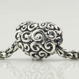 925 Silver Curly Heart Beads Chain Fits European Troll Bracelet