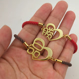 925 Silver Heart Name Bracelet Personalized Couple Colorful Rope