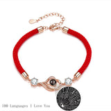 925 Silver Projection Photo Bracelet for Women Mom Girl Heart Pendant Jewelry