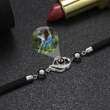 925 Silver Projection Photo Bracelet for Women Mom Girl Heart Pendant Jewelry