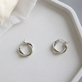 925 Silver Twisted Rope Silver Hoop Earrings For Women