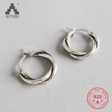 925 Silver Twisted Rope Silver Hoop Earrings For Women