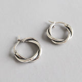 925 Silver Twisted Rope Silver Hoop Earrings For Women
