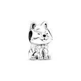 925 Silver Paw Footprint Heart Charm Bead Pendant for Women