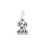 925 Silver Paw Footprint Heart Charm Bead Pendant for Women