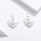 925 Silver Resin Cupid Angel Pendant Drop Earring Punk Jewelry
