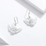 925 Silver Resin Cupid Angel Pendant Drop Earring Punk Jewelry