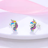 925 Silver Unicorn Stud Earrings For Women