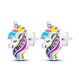 925 Silver Unicorn Stud Earrings For Women
