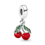 925 Silver DIY Beads Cherry Strawberry Fruit Charm Pendant