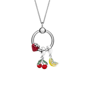 925 Silver DIY Beads Cherry Strawberry Fruit Charm Pendant
