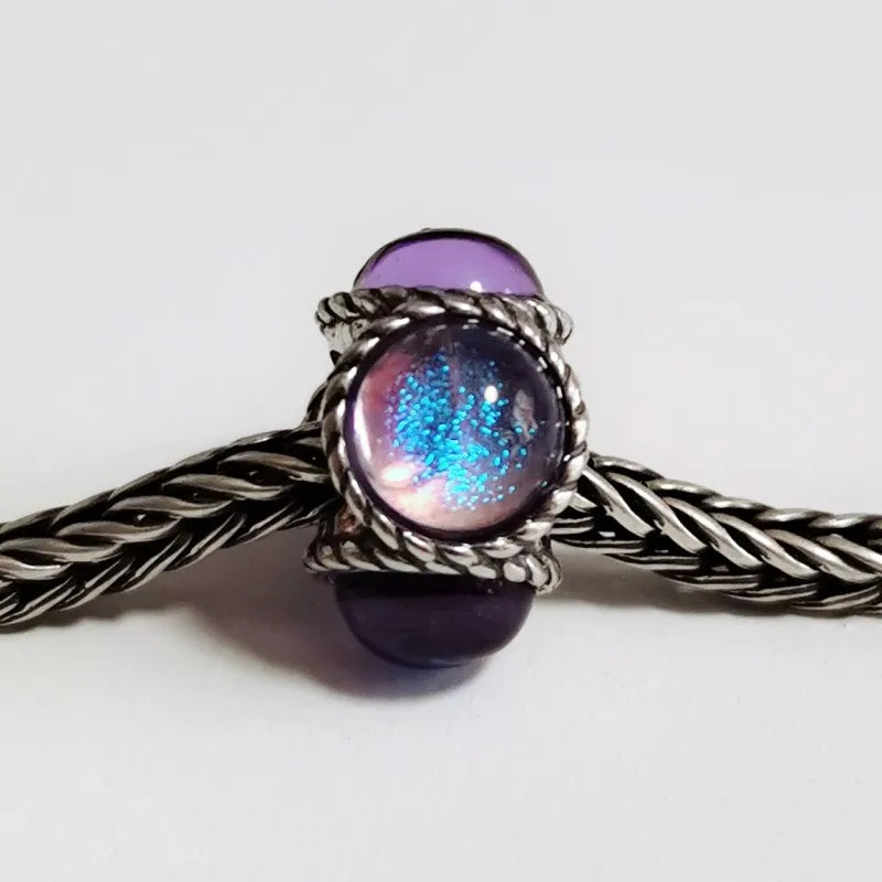 925 Silver Four Sides Bo Glass Bead Charms for European Bracelet