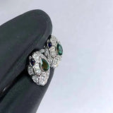 925 Silver Snake Head Stud Earrings CZ Stone