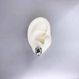 925 Silver Snake Head Stud Earrings CZ Stone