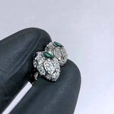 925 Silver Snake Head Stud Earrings CZ Stone