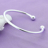 925 Silver Double Bead Cuff Bracelet Bangle for Women