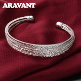 925 Silver Double Bead Open Cuff Bracelets for Women