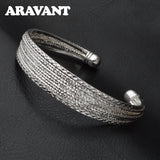 925 Silver Double Bead Open Cuff Bracelets for Women