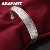 925 Silver Double Bead Open Cuff Bracelets for Women