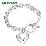 925 Silver Double Heart Bracelets For Women Wedding Jewelry