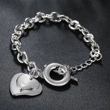 925 Silver Double Heart Bracelets For Women Wedding Jewelry