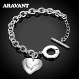 925 Silver Double Heart Bracelets For Women Wedding Jewelry