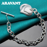 925 Silver Double Heart Charm Bracelet Chain For Women Wedding Jewelry