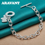 925 Silver Double Heart Charm Bracelet Chain For Women Wedding Jewelry