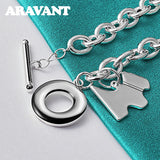 925 Silver Double Heart Charm Bracelet Chain For Women Wedding Jewelry