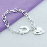 925 Silver Double Heart Charm Bracelet Women Jewelry