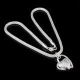 925 Silver Double Heart Necklaces Snake Chain Women Wedding Jewelry