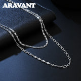 925 Silver Double Layer Necklace Chain For Women Jewelry