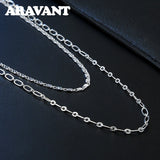 925 Silver Double Layer Necklace Chain For Women Jewelry