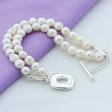 925 Silver Double Layer Pearl Bracelet Women