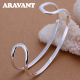 925 Silver Double Line Open Bracelet for Women