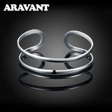 925 Silver Double Line Open Bracelet for Women